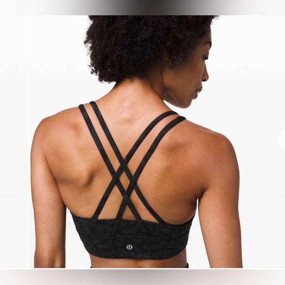 Lululemon Energy Bra *Long Line* Formation Camo Deep Coal Multi Size 4 - Picture 4 of 7